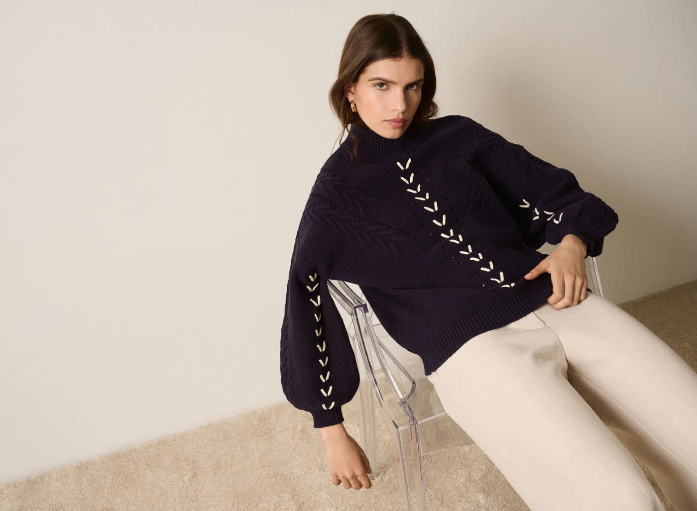 Jody Cable Knit Jumper - Indigo