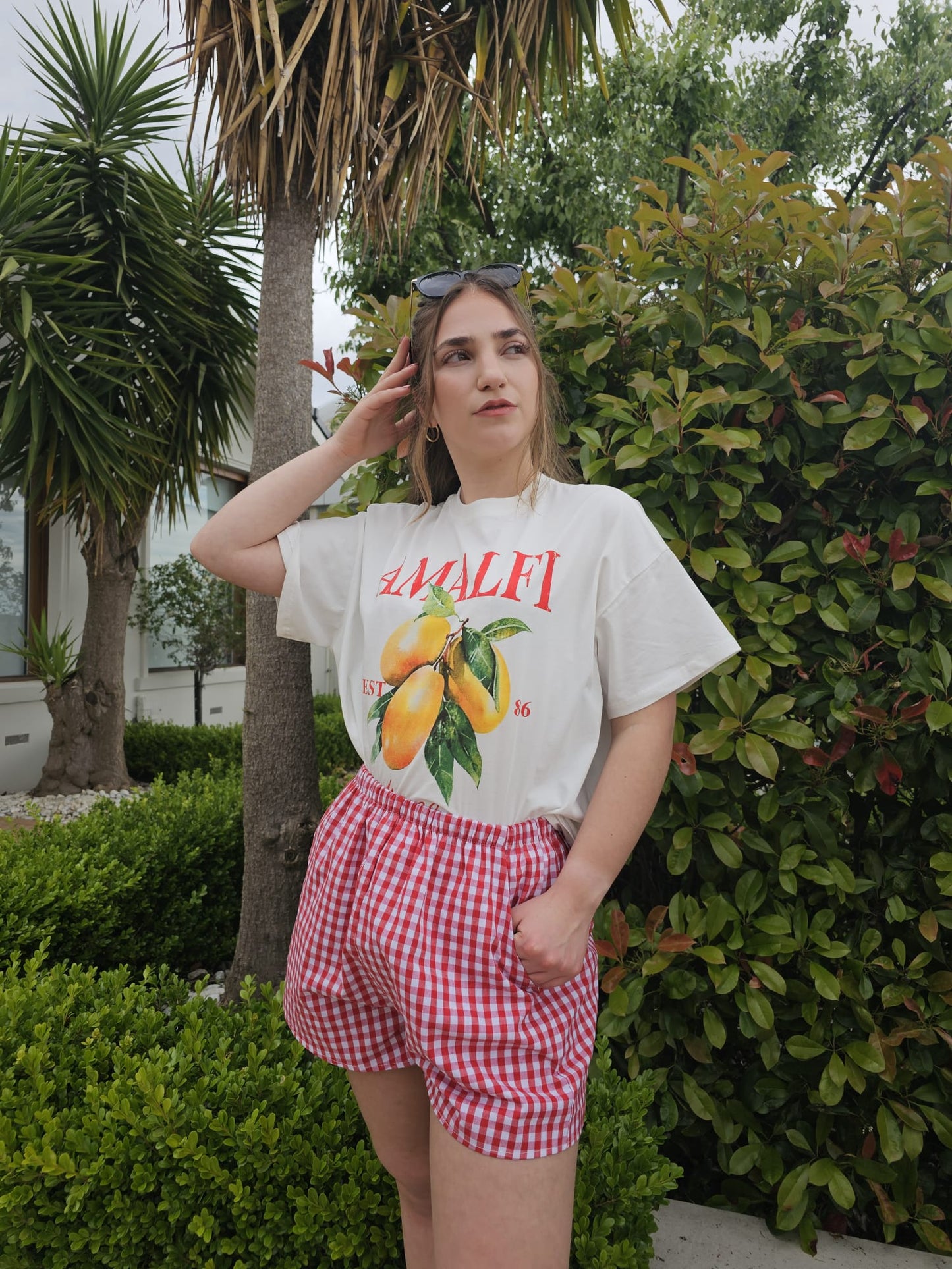 Mango T-Shirt Set - White/Red Gingham