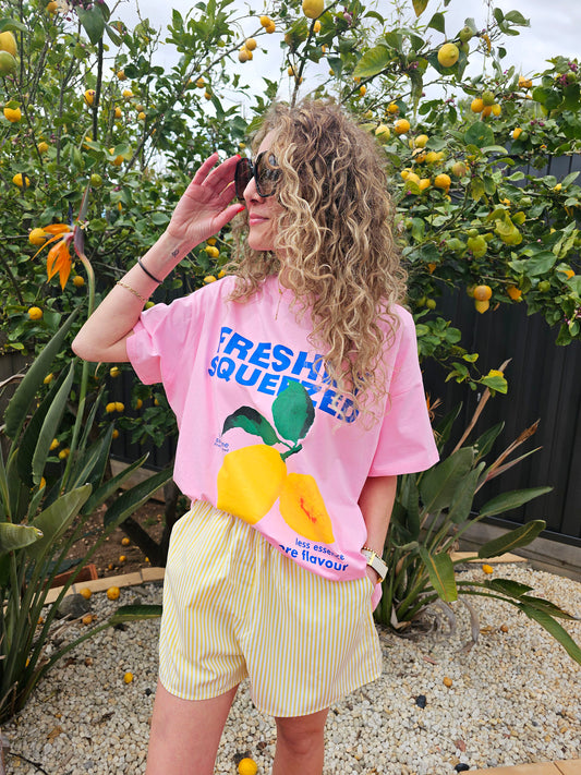 Freshly Squeezed T-Shirt Set - Pink/Yellow by SWAACE Select - in XS | SWAACE