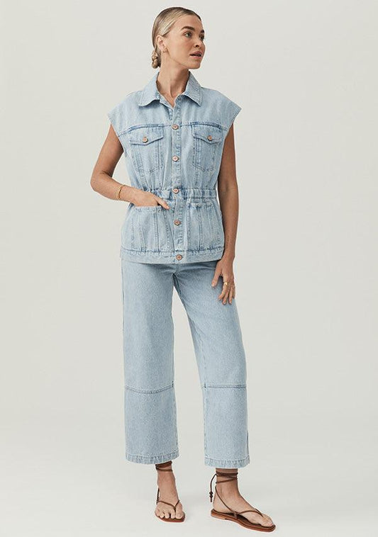 Lucia Denim Vest - Blue Wash by MOS The Label - in 6 | SWAACE