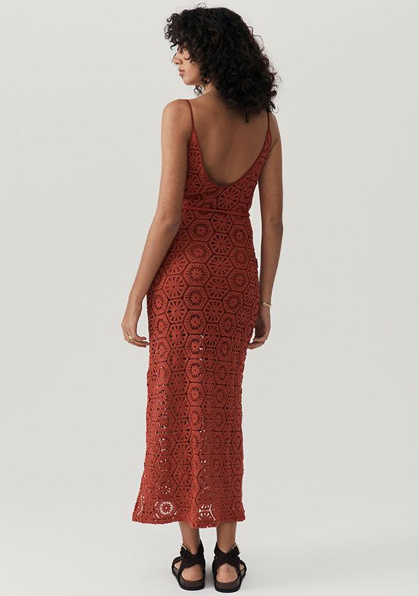 Talia Beach Lace Midi Dress - Sangria by MOS The Label - in 6 | SWAACE