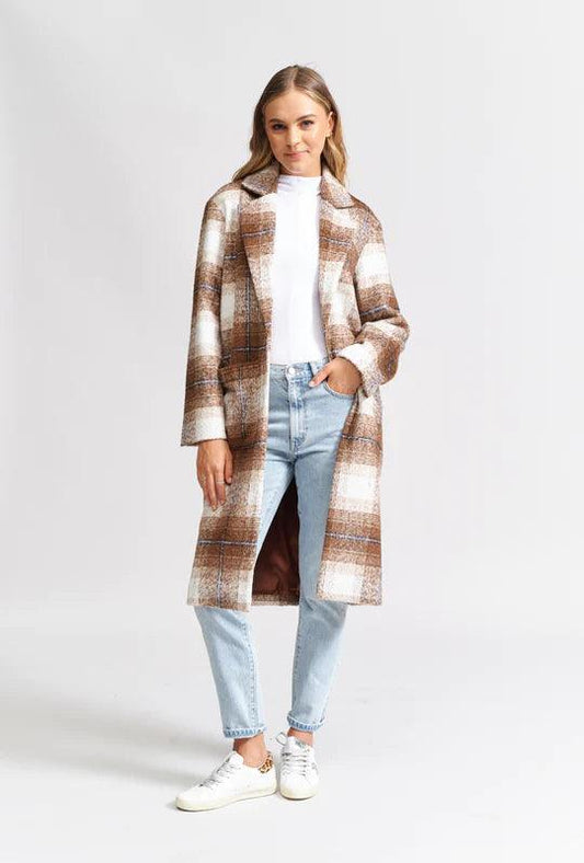 The Check Coat - Chocolate Check by We Are The Others - in 1/XS | SWAACE