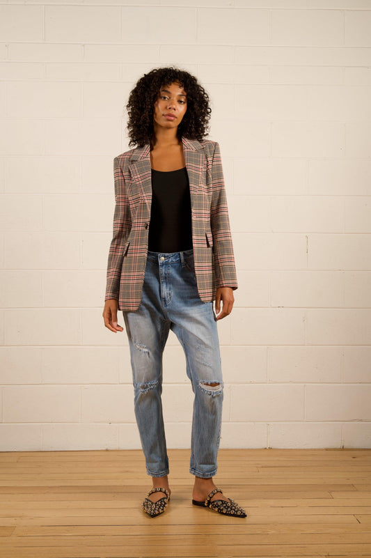 Jules Longline Blazer - Pink Check by We Are The Others - in 1/XS | SWAACE