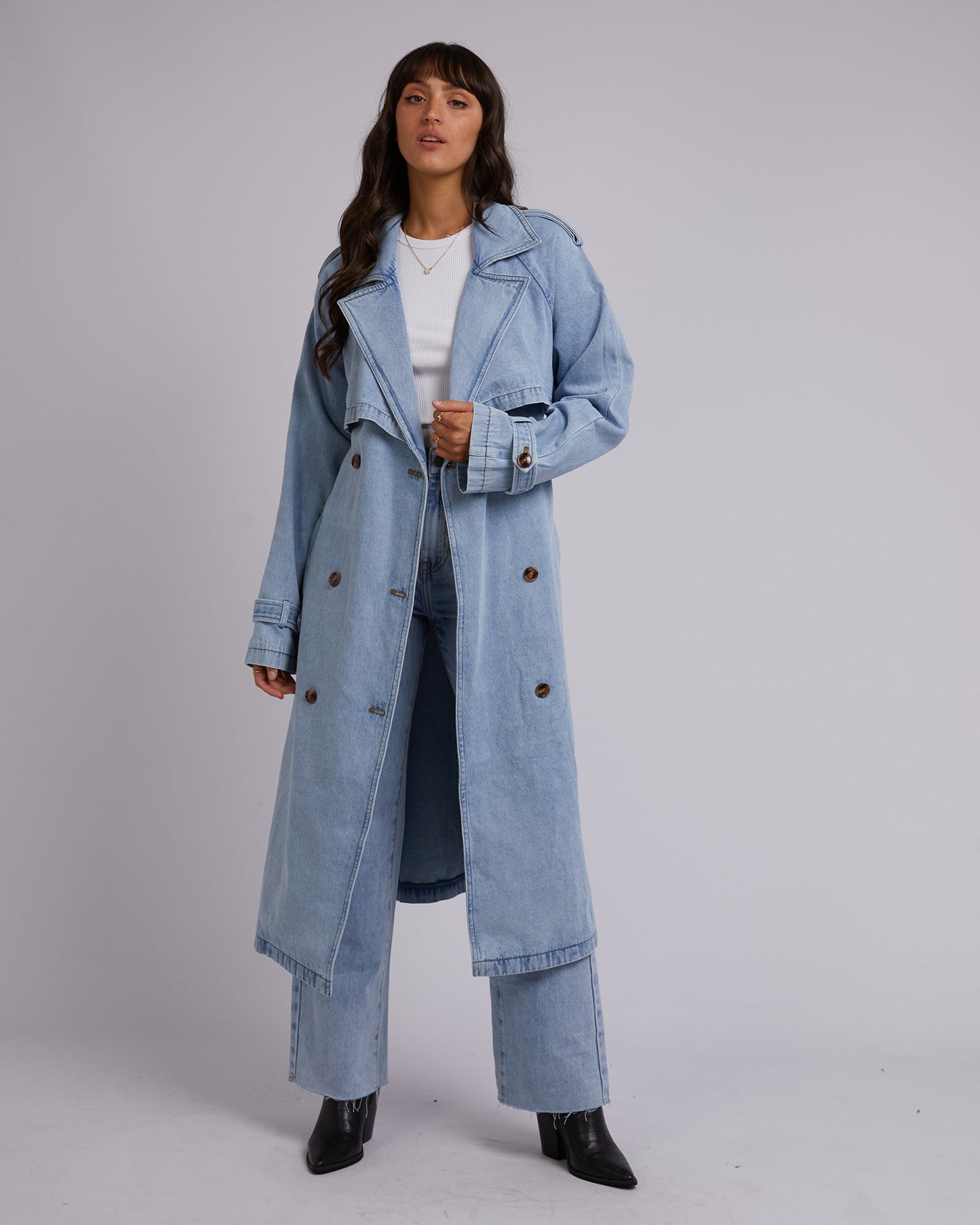 Rio Trench Coat - Light Blue