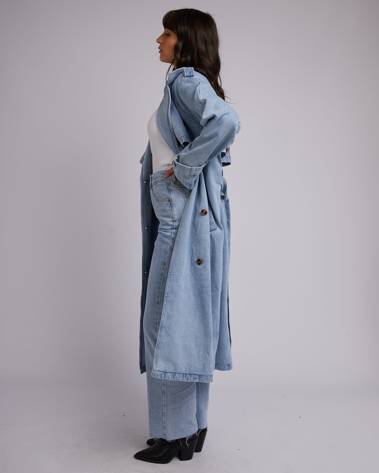 Rio Trench Coat - Light Blue