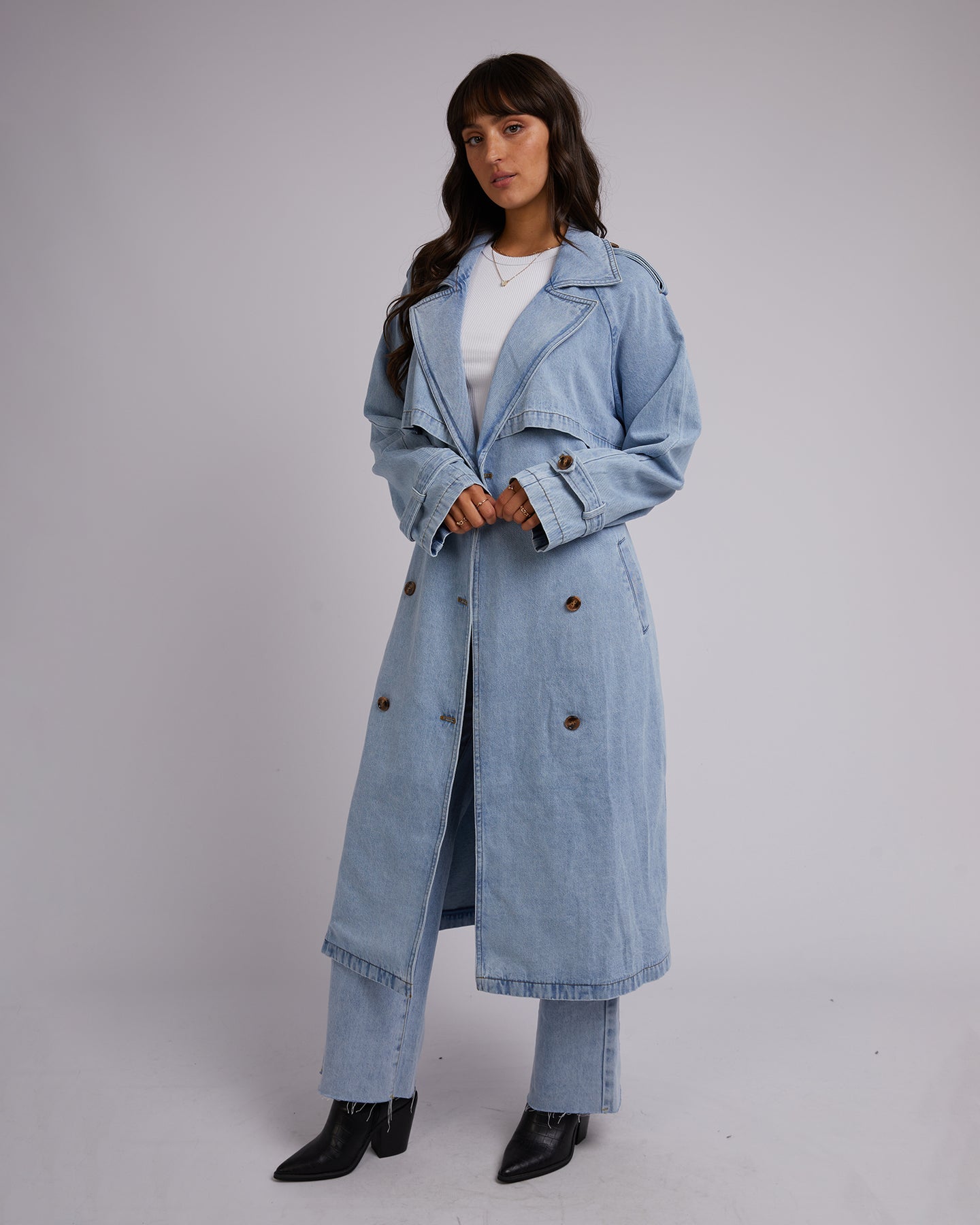 Rio Trench Coat - Light Blue