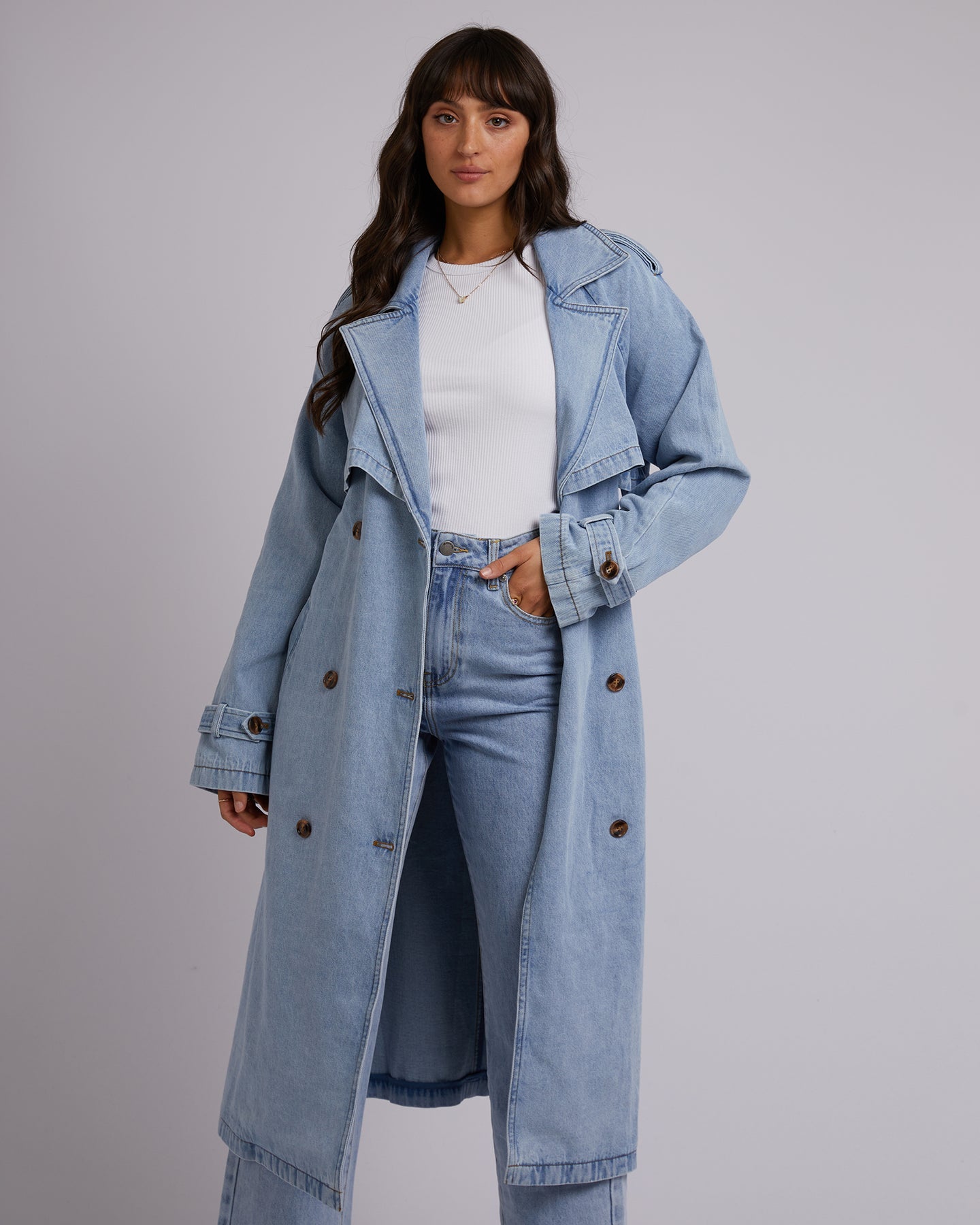 Rio Trench Coat - Light Blue