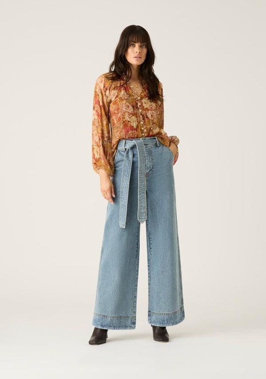 Harper Denim Pants - Blue Denim by MOS The Label - in 6 | SWAACE