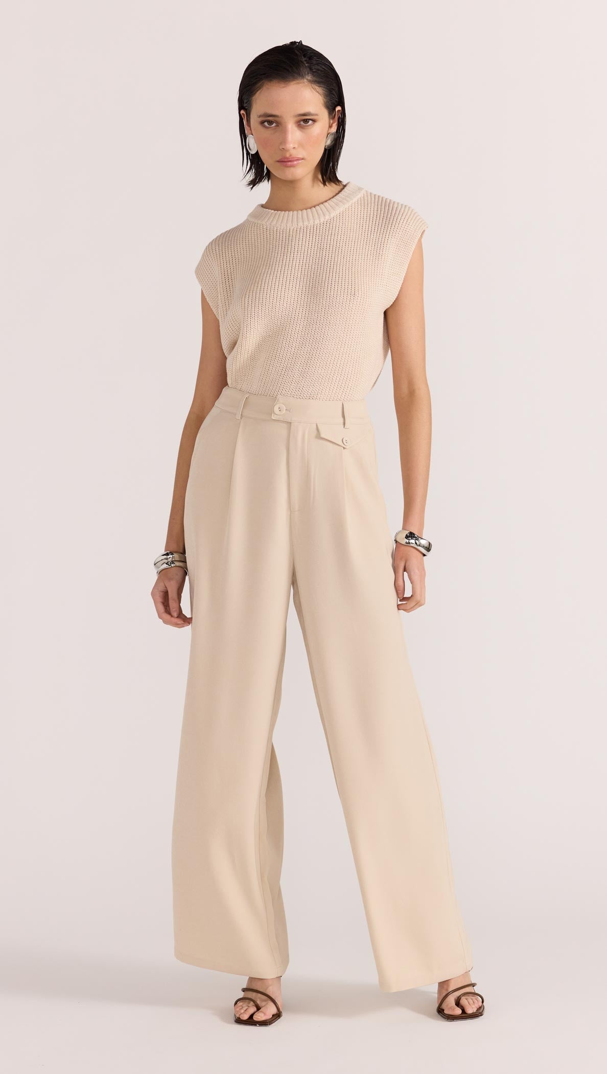 Hayden Wide Leg Pants - Beige