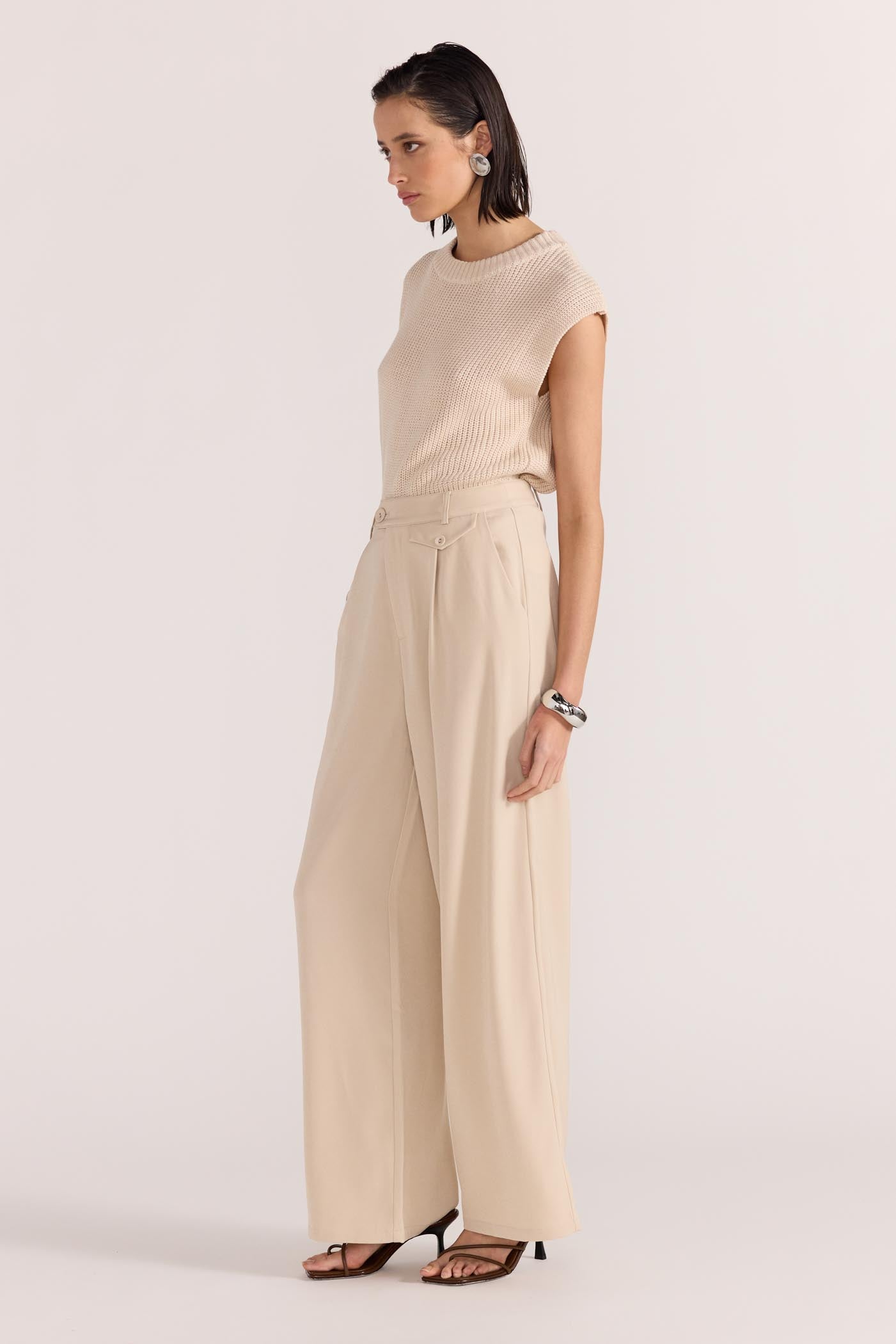 Hayden Wide Leg Pants - Beige