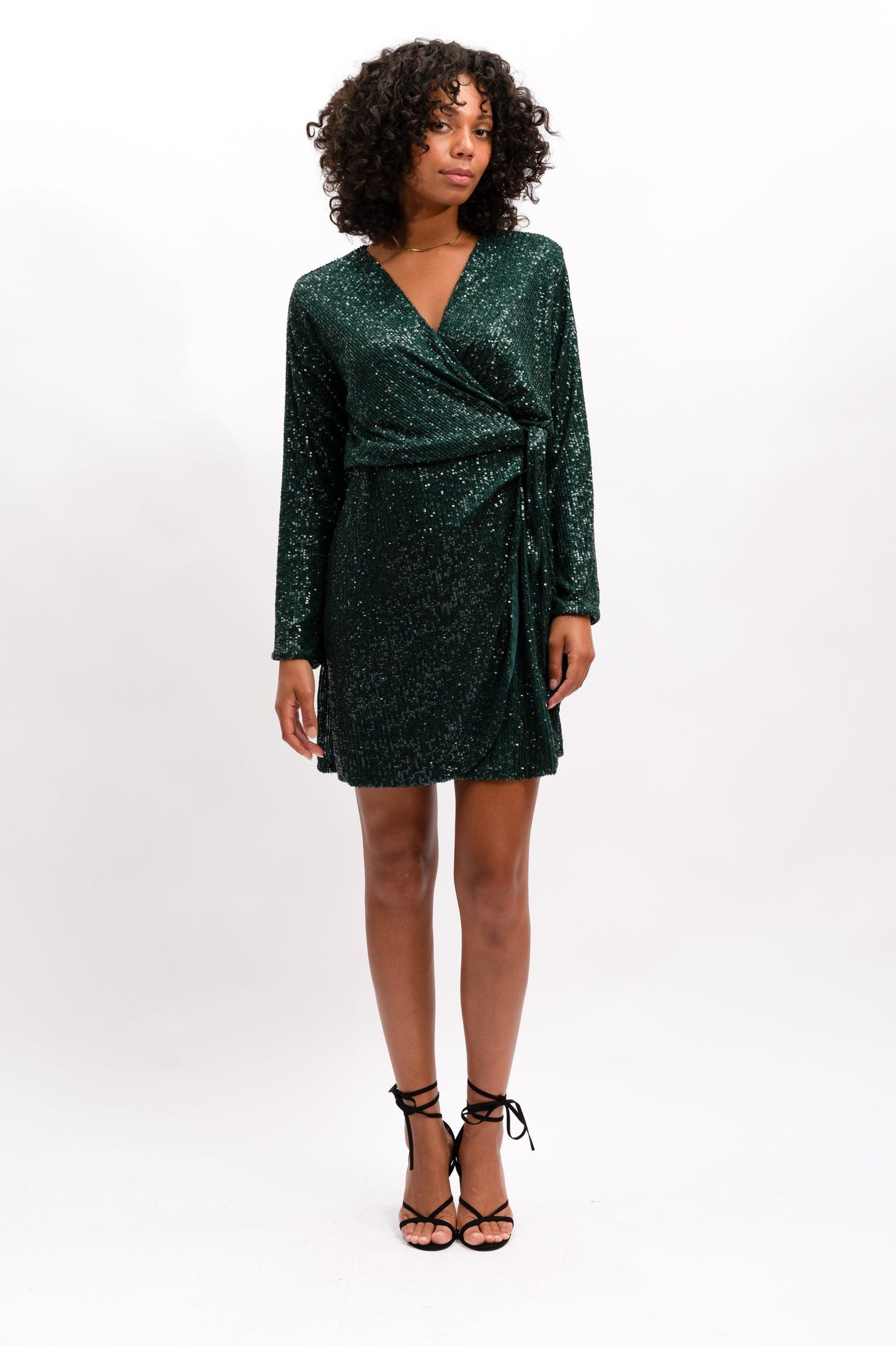 Gloria Sequin Wrap Dress - Emerald by We Are The Others - in 1/XS | SWAACE