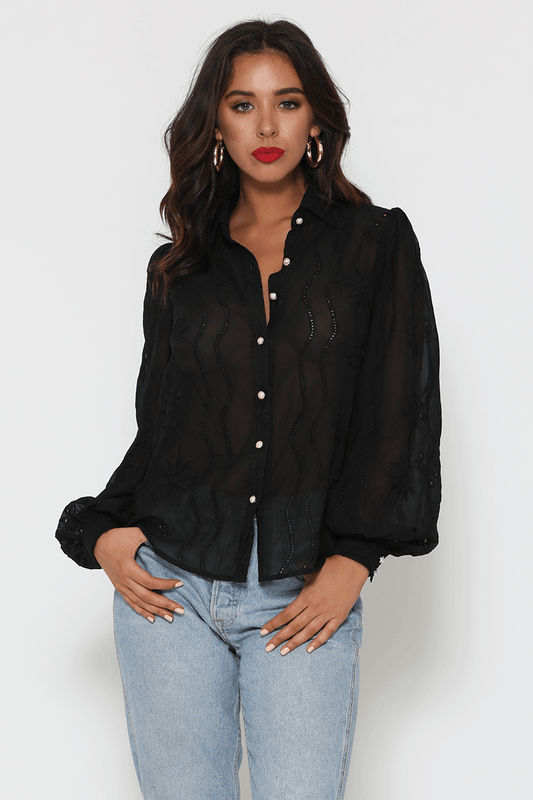 Elise Blouse - Black by Seven Wonders - in 6/XS | SWAACE