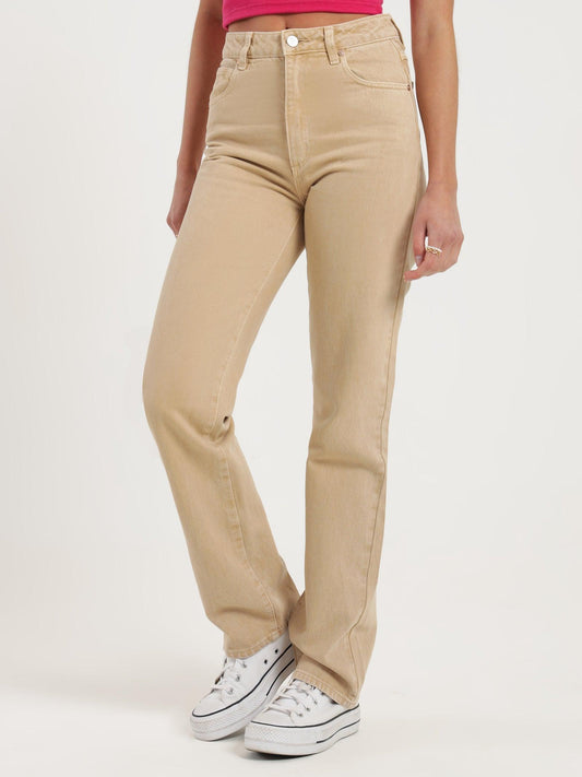 A 94 High Straight Jeans - Faded Khaki by Abrand Jeans - in 8/26 | SWAACE