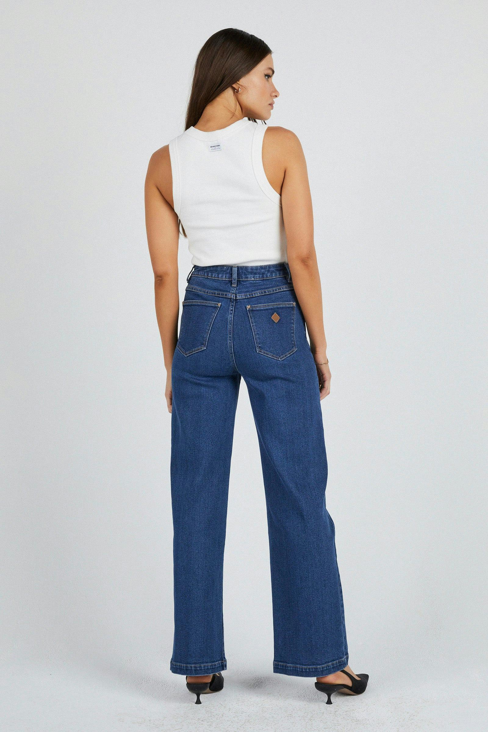 94 High & Wide Ruth Jeans - Mid Blue by Abrand Jeans - in 8/26 | SWAACE