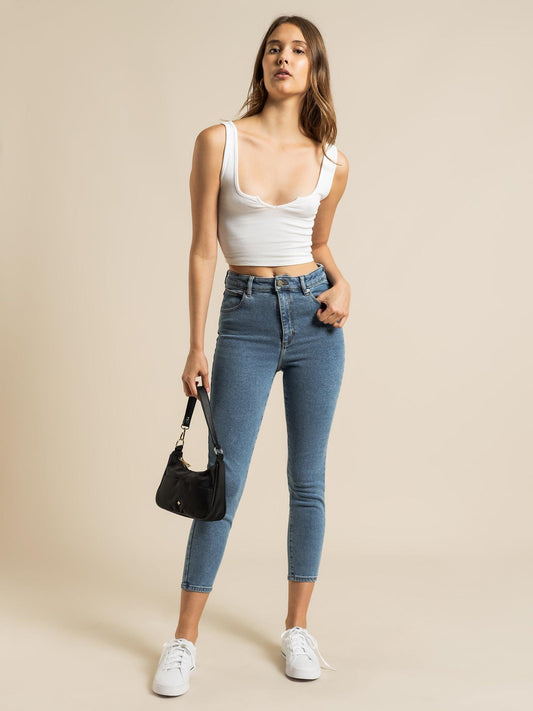 A High Skinny Ankle Basher Petite Jeans - LA Blues by Abrand Jeans - in 8/26 | SWAACE