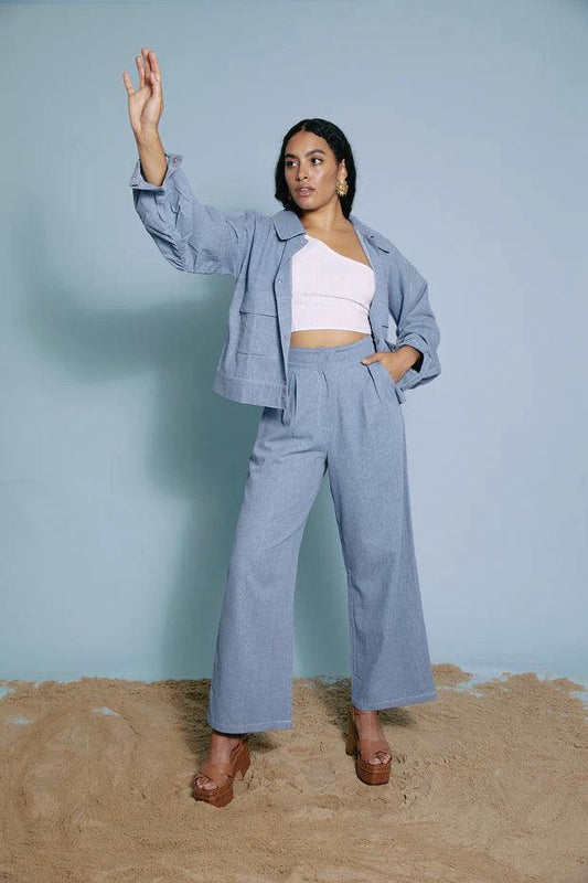 Ariel Chambray Pants - Chambray by Rue Stiic - in XS | SWAACE