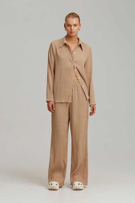 Unpredictable Shirt & Pant Set - Latte by C/MEO Collective - in XS | SWAACE