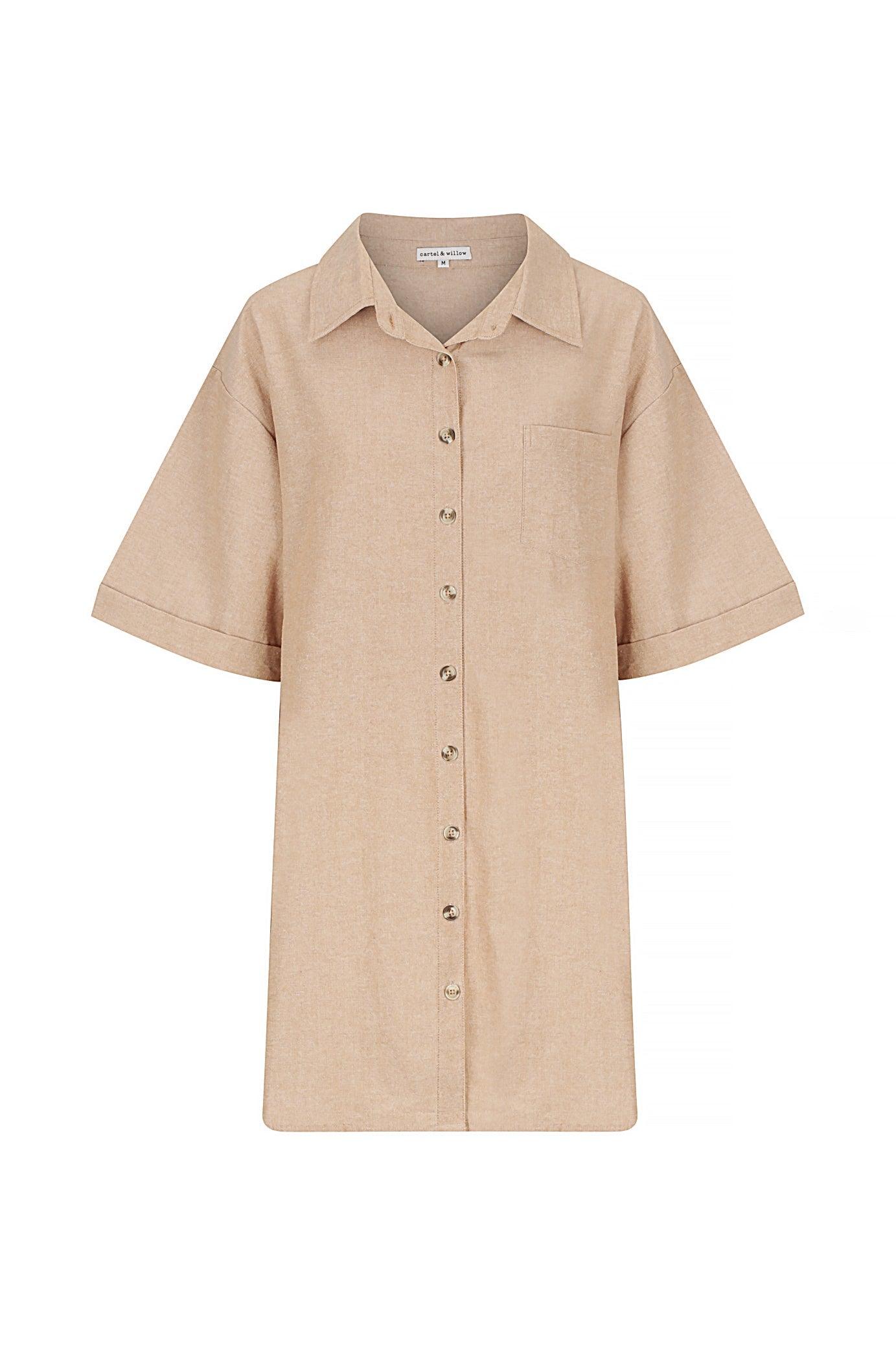 Clare Shirt Dress - Almond by Cartel & Willow - in XS | SWAACE