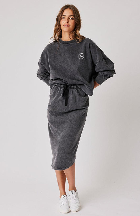 Coco Skirt - Black Sandwash by Cartel & Willow - in S | SWAACE