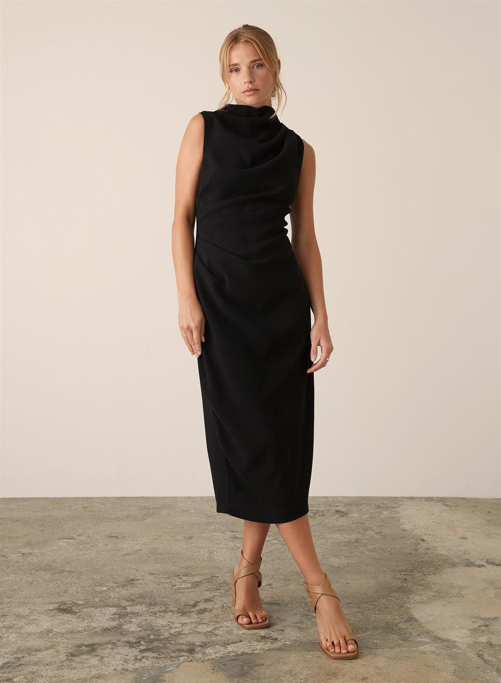 Monte Carlo Midi Dress - Black by Esmaee - in XS | SWAACE