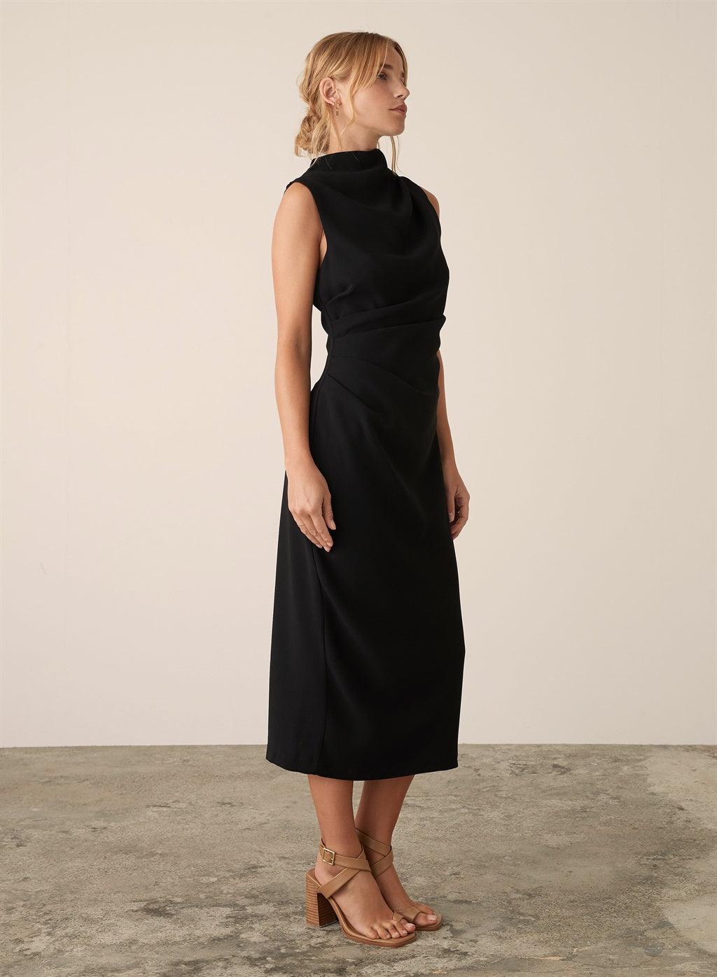 Monte Carlo Midi Dress - Black by Esmaee - in XS | SWAACE