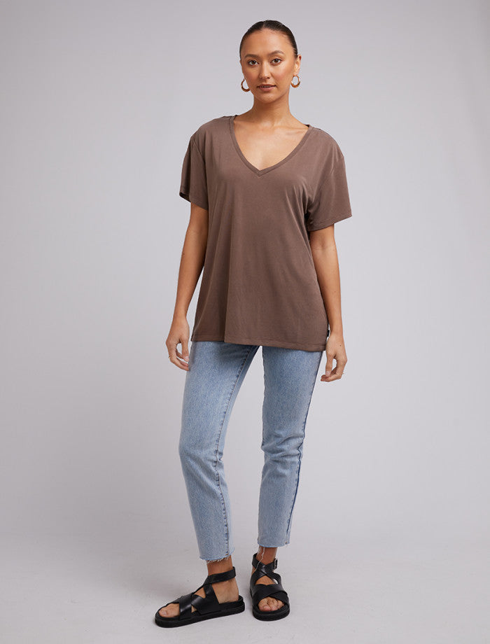 Harper Vee Tee - Brown by Silent Theory - in 8 | SWAACE