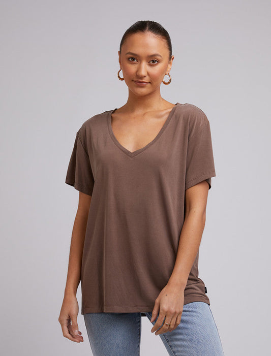 Harper Vee Tee - Brown by Silent Theory - in 8 | SWAACE