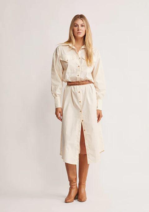 Wanderer Midi Dress - Ivory by MOS The Label - in 6 | SWAACE