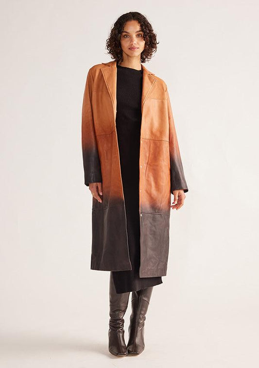 Eloise Ombre Leather Coat by MOS The Label - in 6 | SWAACE