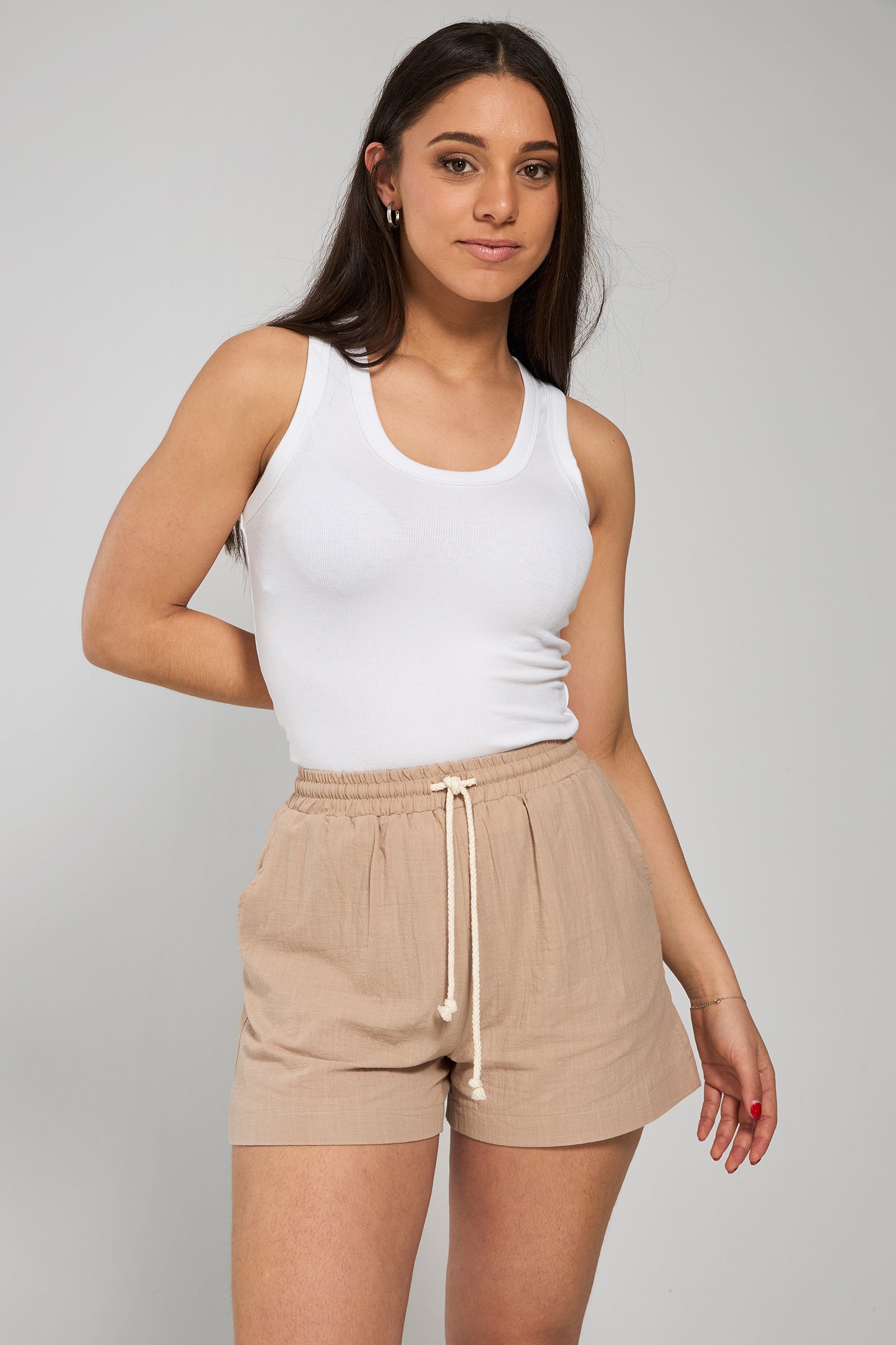 Aria Shirt & Short Set - Taupe by Mylk The Label - in S | SWAACE