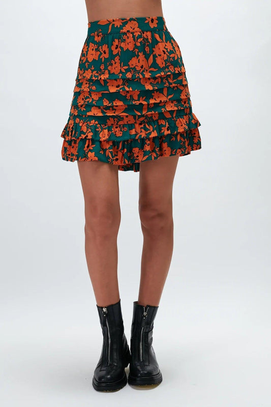 Skye La Vie Floral Teal Mini Skirt by Rue Stiic - in XS | SWAACE