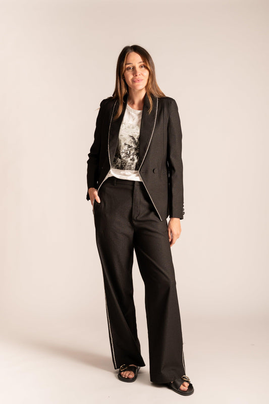 Alexandra Diamond Blazer and Pant Set - Black/Silver by We Are The Others - in 1/XS | SWAACE